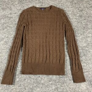 Gap Sweater Womens Small Brown Chunky Cable Knit Y2K Babydoll Stretch Preppy
